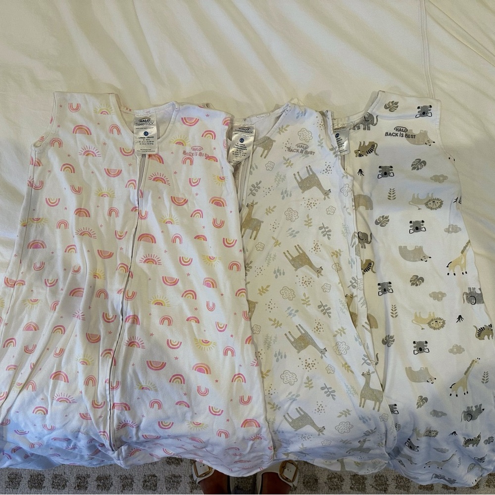 Set of Three Halo Baby Sleep Sacks with Fun Prints